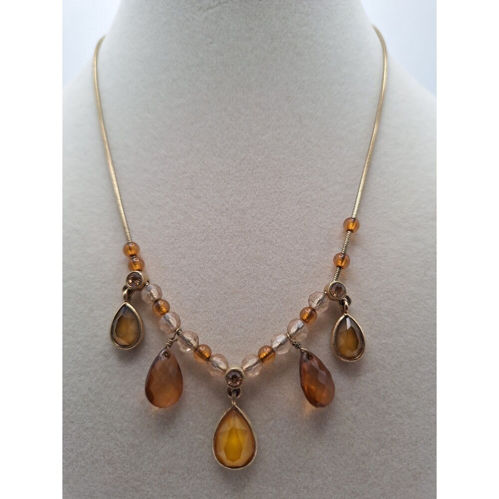 Charm cha cha necklace dangle drop golden acrylic extender gold tone Lia Sophia